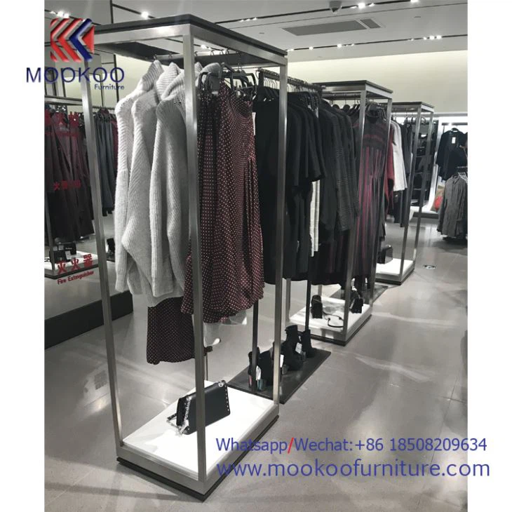 Iron Spraying And Stainless Steel Retail Wholesale Clothing Store Setting Display Racks Shelves