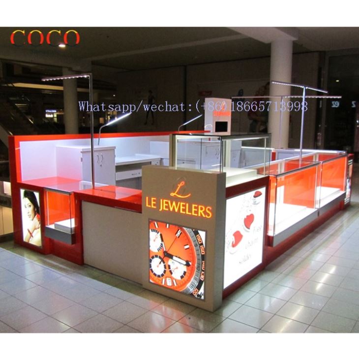 Beautiful Jewellery Kiosk Tempered Glass Jewellery Shop Furniture
