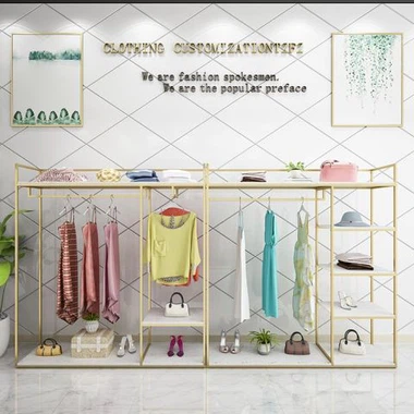 Simple Style Gold Racks สำหรับเสื้อผ้า